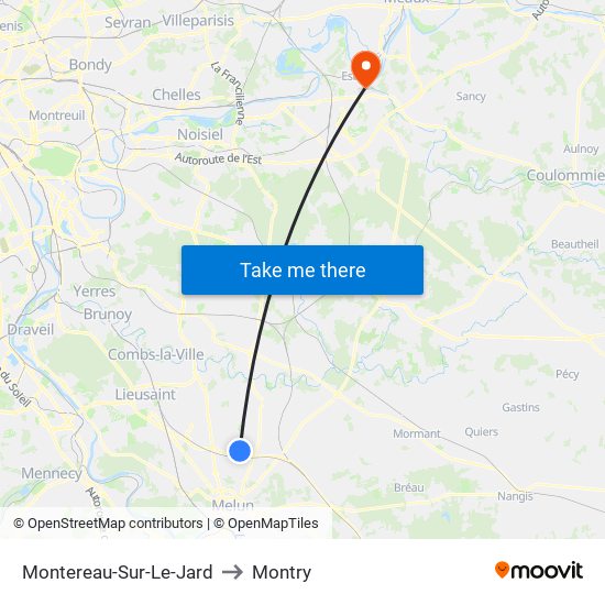 Montereau-Sur-Le-Jard to Montry map
