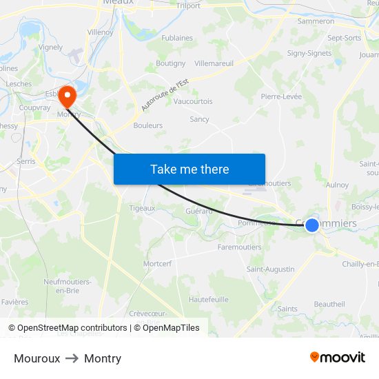 Mouroux to Montry map
