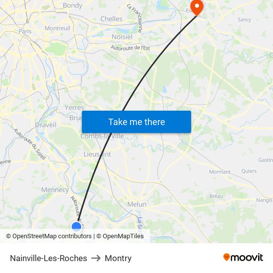 Nainville-Les-Roches to Montry map