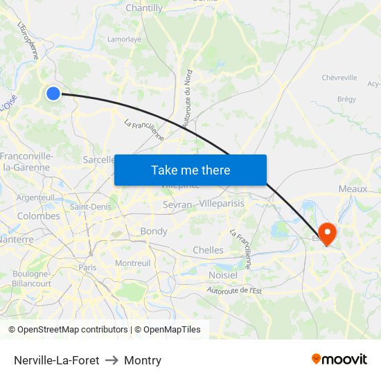 Nerville-La-Foret to Montry map