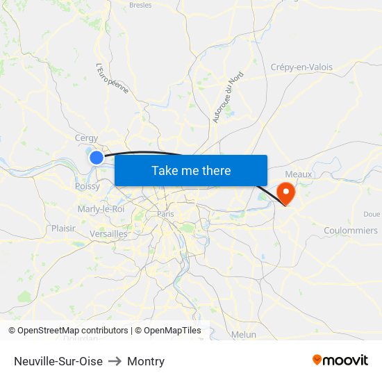 Neuville-Sur-Oise to Montry map