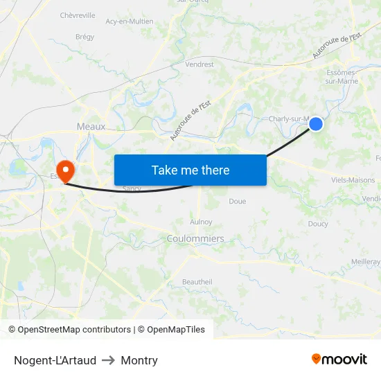 Nogent-L'Artaud to Montry map