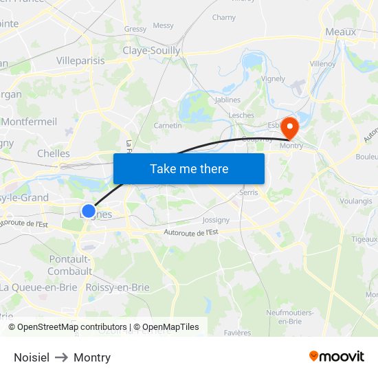 Noisiel to Montry map