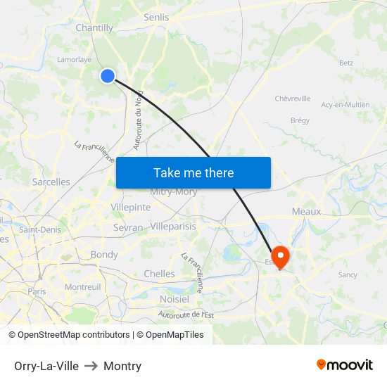 Orry-La-Ville to Montry map