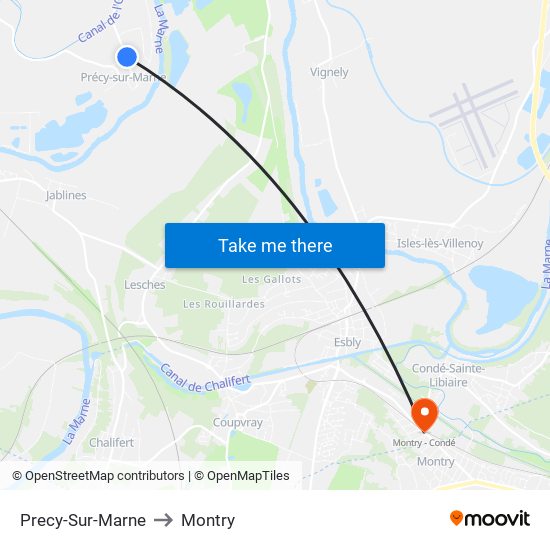 Precy-Sur-Marne to Montry map