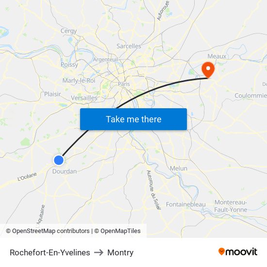 Rochefort-En-Yvelines to Montry map