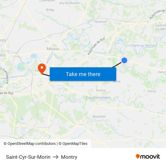 Saint-Cyr-Sur-Morin to Montry map