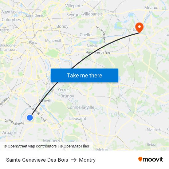 Sainte-Genevieve-Des-Bois to Montry map