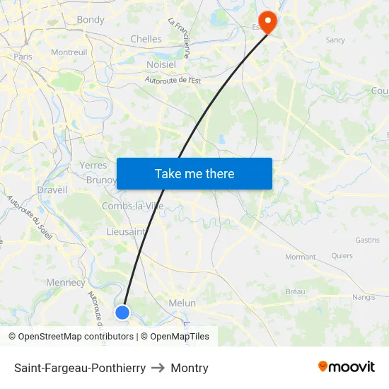 Saint-Fargeau-Ponthierry to Montry map