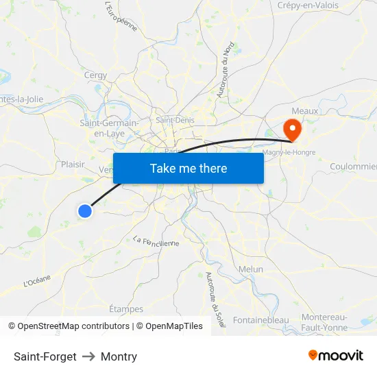 Saint-Forget to Montry map