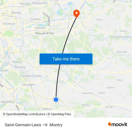 Saint-Germain-Laxis to Montry map