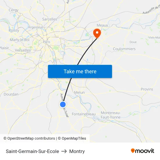 Saint-Germain-Sur-Ecole to Montry map