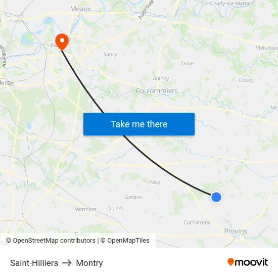 Saint-Hilliers to Montry map
