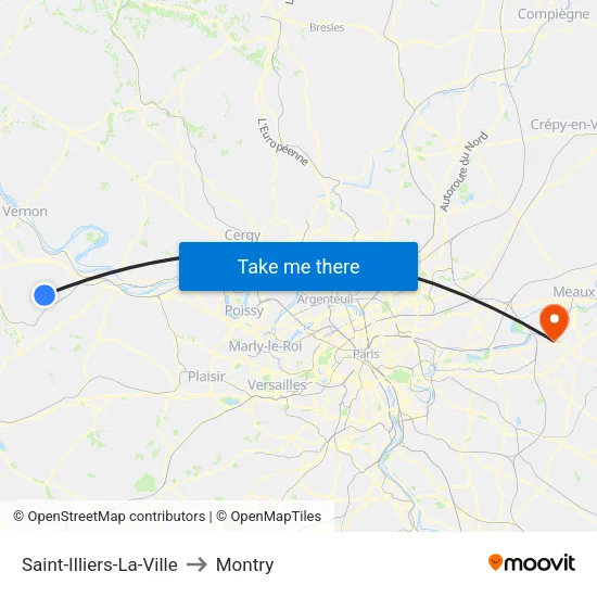 Saint-Illiers-La-Ville to Montry map