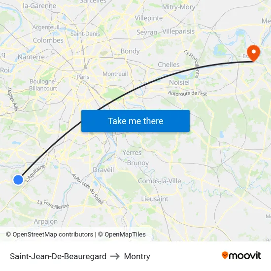 Saint-Jean-De-Beauregard to Montry map