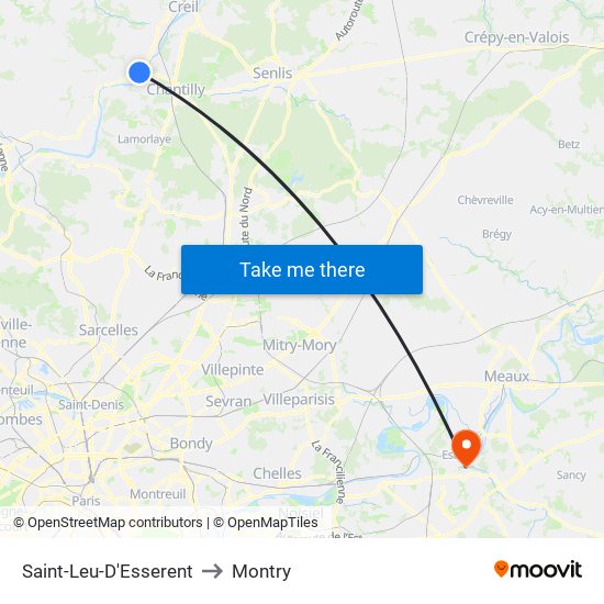 Saint-Leu-D'Esserent to Montry map