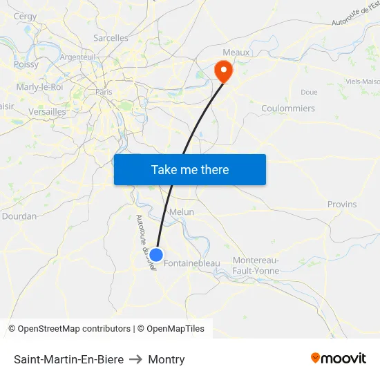 Saint-Martin-En-Biere to Montry map