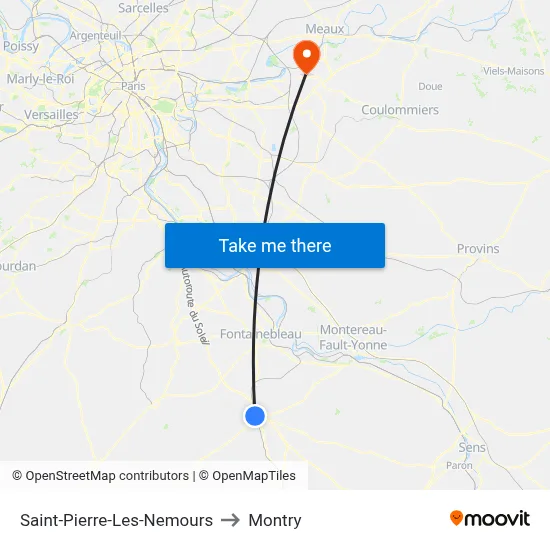 Saint-Pierre-Les-Nemours to Montry map