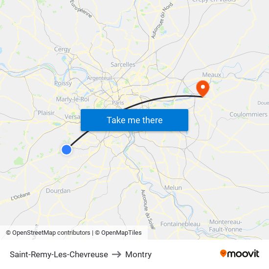 Saint-Remy-Les-Chevreuse to Montry map