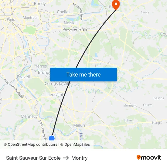 Saint-Sauveur-Sur-Ecole to Montry map