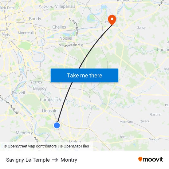 Savigny-Le-Temple to Montry map