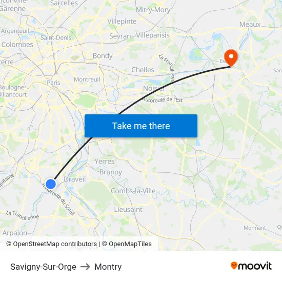 Savigny-Sur-Orge to Montry map