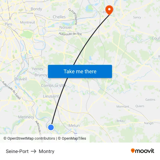 Seine-Port to Montry map