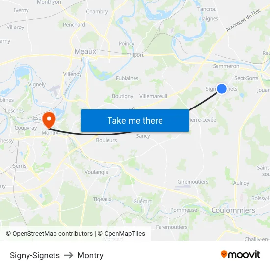 Signy-Signets to Montry map