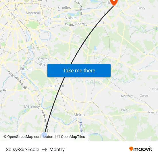 Soisy-Sur-Ecole to Montry map