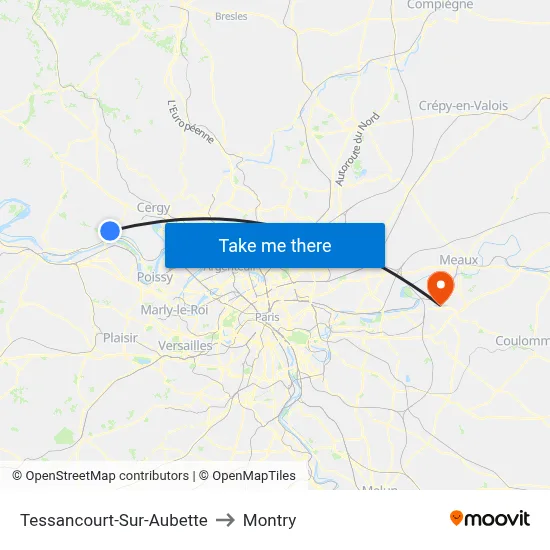 Tessancourt-Sur-Aubette to Montry map
