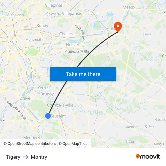 Tigery to Montry map