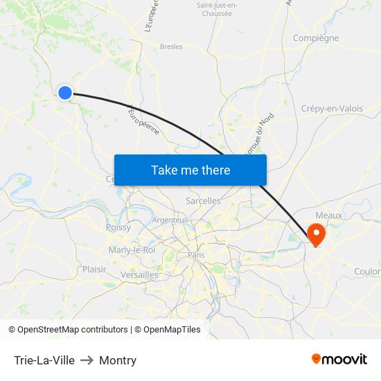 Trie-La-Ville to Montry map