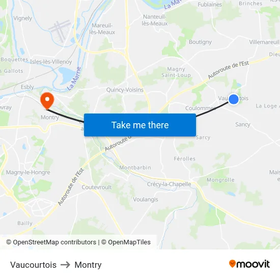Vaucourtois to Montry map