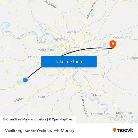 Vieille-Eglise-En-Yvelines to Montry map