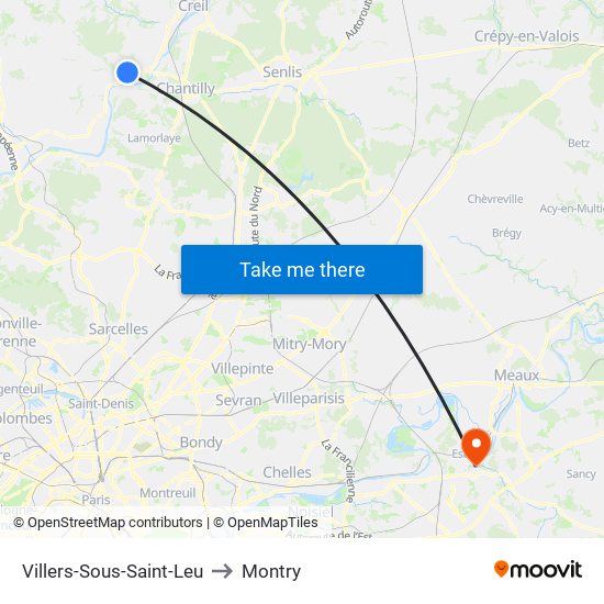 Villers-Sous-Saint-Leu to Montry map
