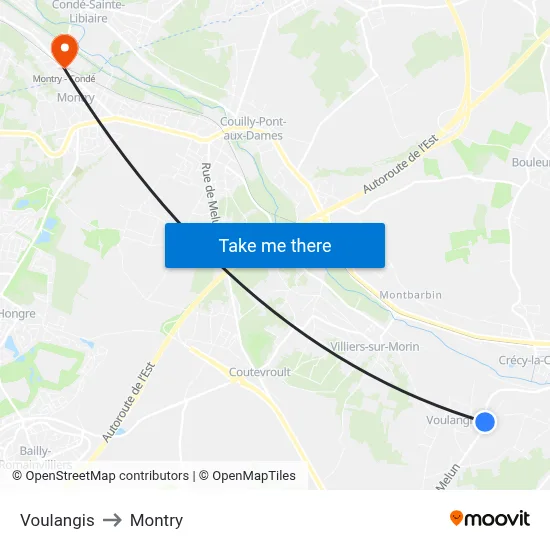 Voulangis to Montry map