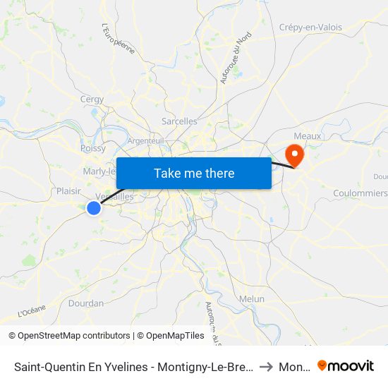 Saint-Quentin En Yvelines - Montigny-Le-Bretonneux to Montry map