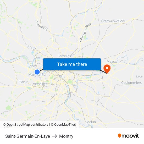 Saint-Germain-En-Laye to Montry map