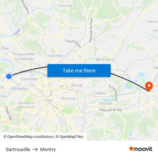 Sartrouville to Montry map