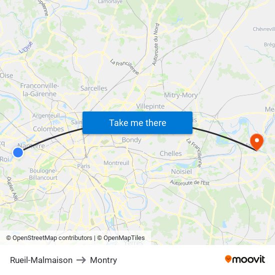 Rueil-Malmaison to Montry map