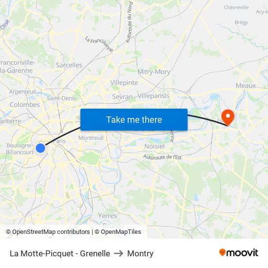 La Motte-Picquet - Grenelle to Montry map