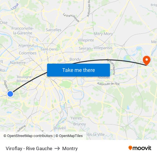 Viroflay - Rive Gauche to Montry map