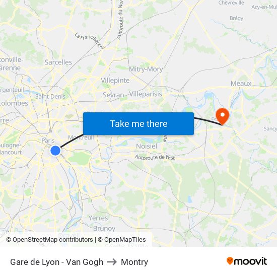 Gare de Lyon - Van Gogh to Montry map