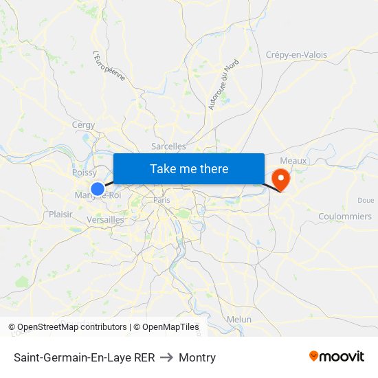 Saint-Germain-En-Laye RER to Montry map