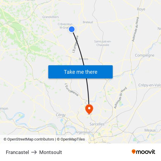 Francastel to Montsoult map