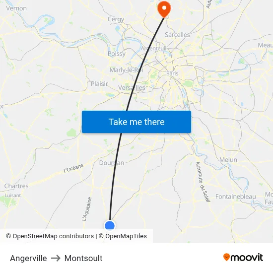 Angerville to Montsoult map