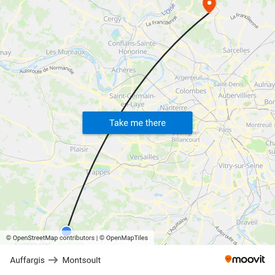 Auffargis to Montsoult map