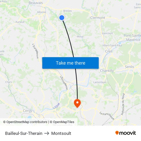 Bailleul-Sur-Therain to Montsoult map