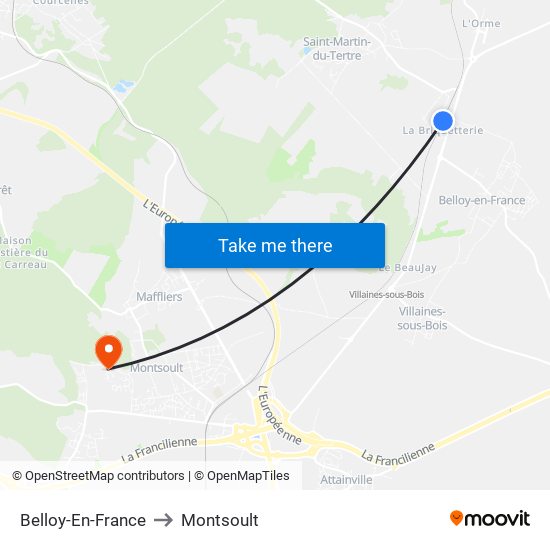 Belloy-En-France to Montsoult map