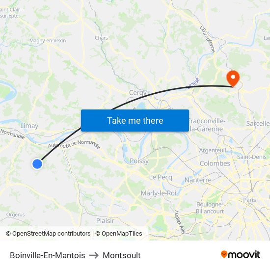 Boinville-En-Mantois to Montsoult map
